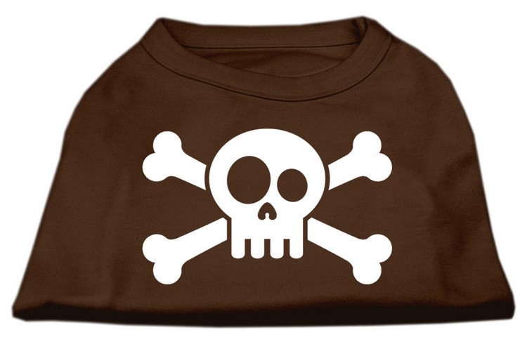 Skull Crossbone Screen Print Shirt Brown Lg